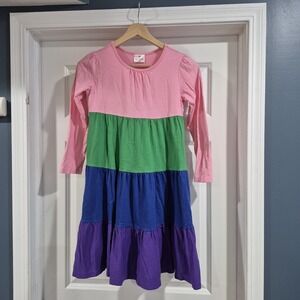 Hanna Andersson Dress Girls 140 cm 10 Rainbow Tiered Twirl Midi‎ Cotton